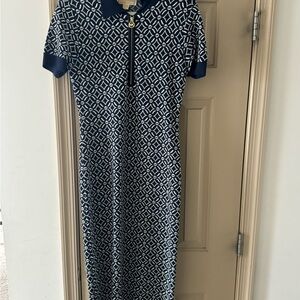 MICHAEL Michael Kors Geometric Navy and White Midi Dress